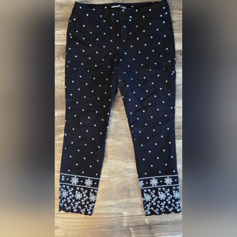 Old Navy Black Pixie with White Floral Design